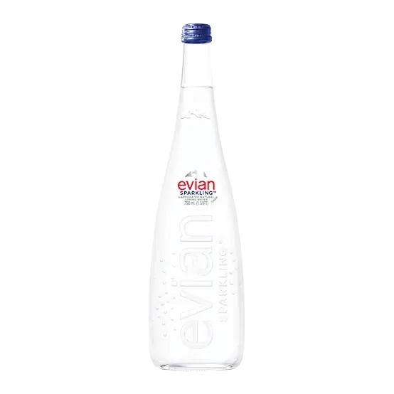 Evian Sparkling Water Glass Bottle