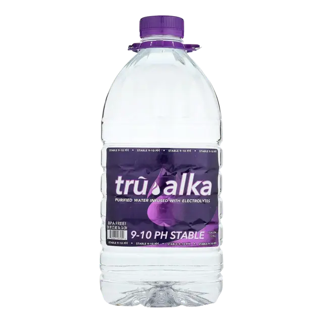 trû alka Purified Water Infused With Electrolytes 9-10 PH Stable plastic bottle