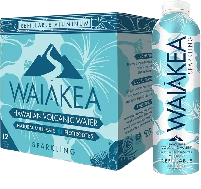 Waiākea Hawaiian Volcanic Water Sparkling glass bottle