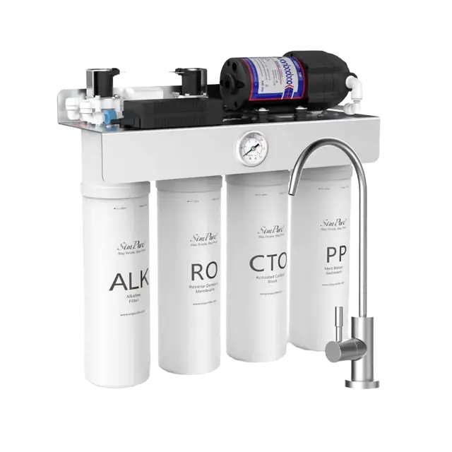 SimPure Undersink T1-400 Alkaline 400GPD 8 Stage Tankless Reverse Osmosis System with Remineralization