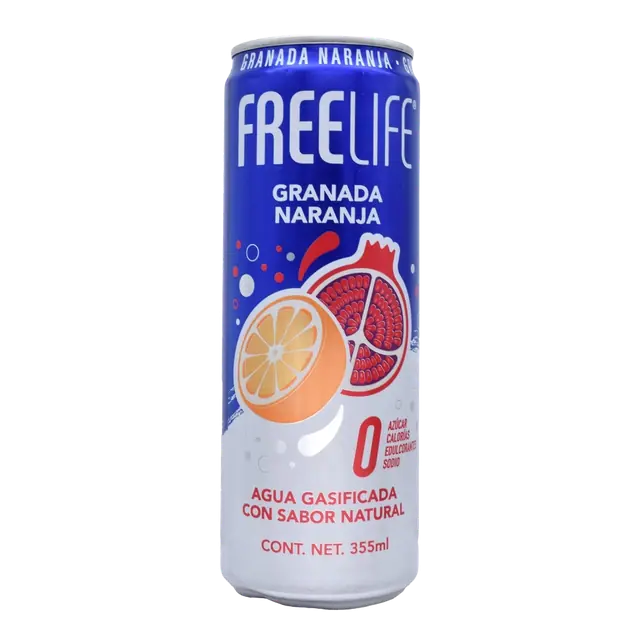 Freelife Agua Gasificada Granada Naranja can