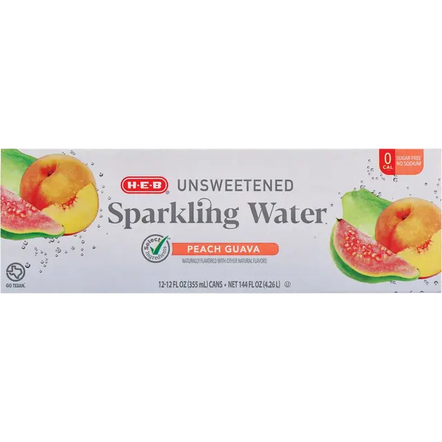 HEB Peach Guava Unsweetened Sparking Water