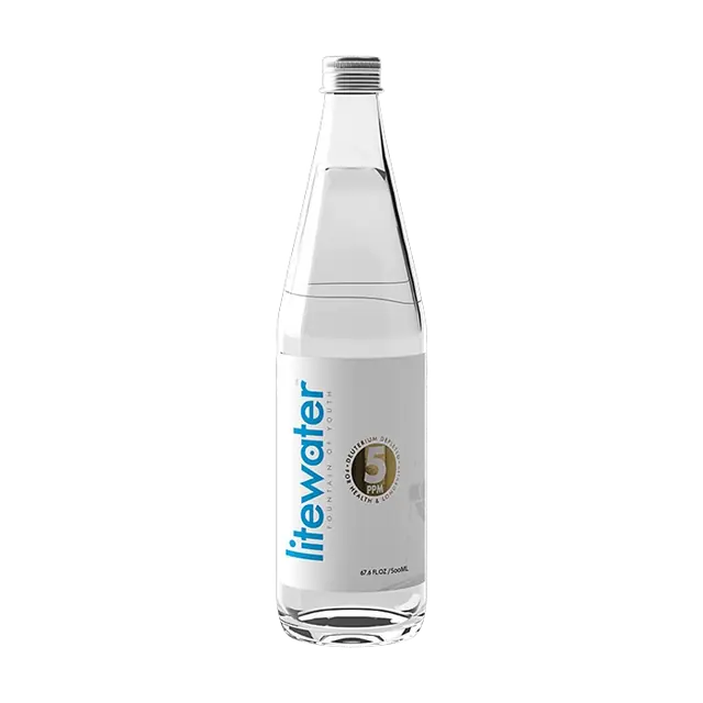 Litewater 5 ppm Deuterium Depleted Water  Glass Bottle